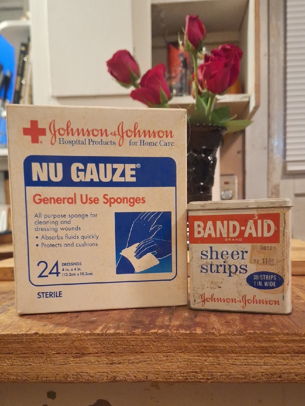 Vintage Johnson & Johnson NU GAUZE General Use Sponges + BAND-AID Sheer Strips